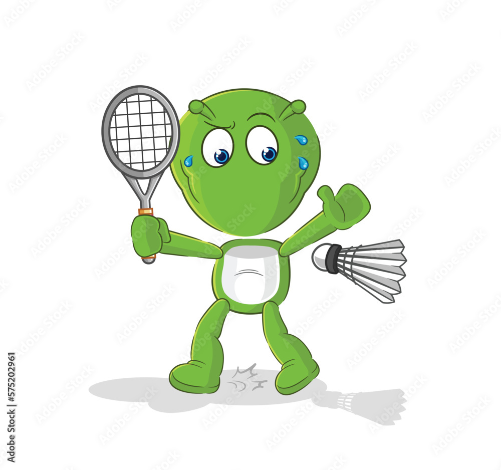 Obraz premium alien playing badminton illustration. character vector