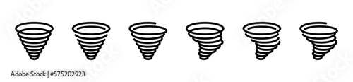 Tornado wind icons. Tornnado, typhoon, hurricane symbol in line style, vector illustration