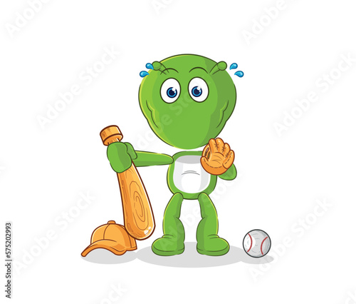 alien baseball Catcher cartoon. cartoon mascot vector