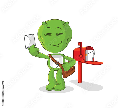 alien postman vector. cartoon character