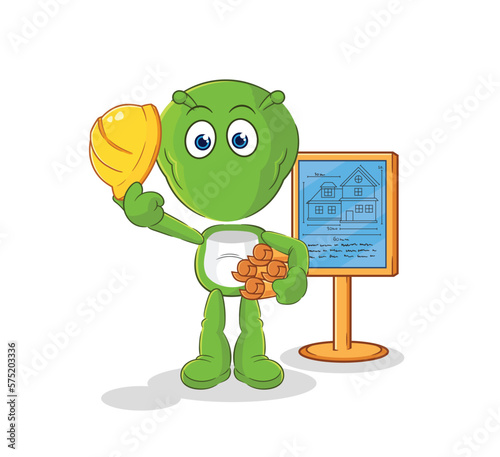 alien Architect illustration. character vector