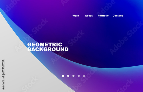 Landing page abstract liquid background. Flowing shapes, round design and circle. Web page for website or mobile app wallpaper