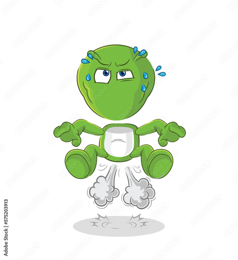 alien fart jumping illustration. character vector