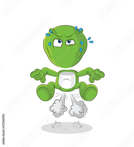 alien fart jumping illustration. character vector