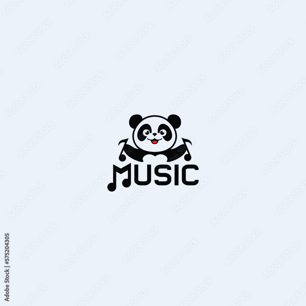 Panda logo vector holding music icon Panda logo vector holding music icon
