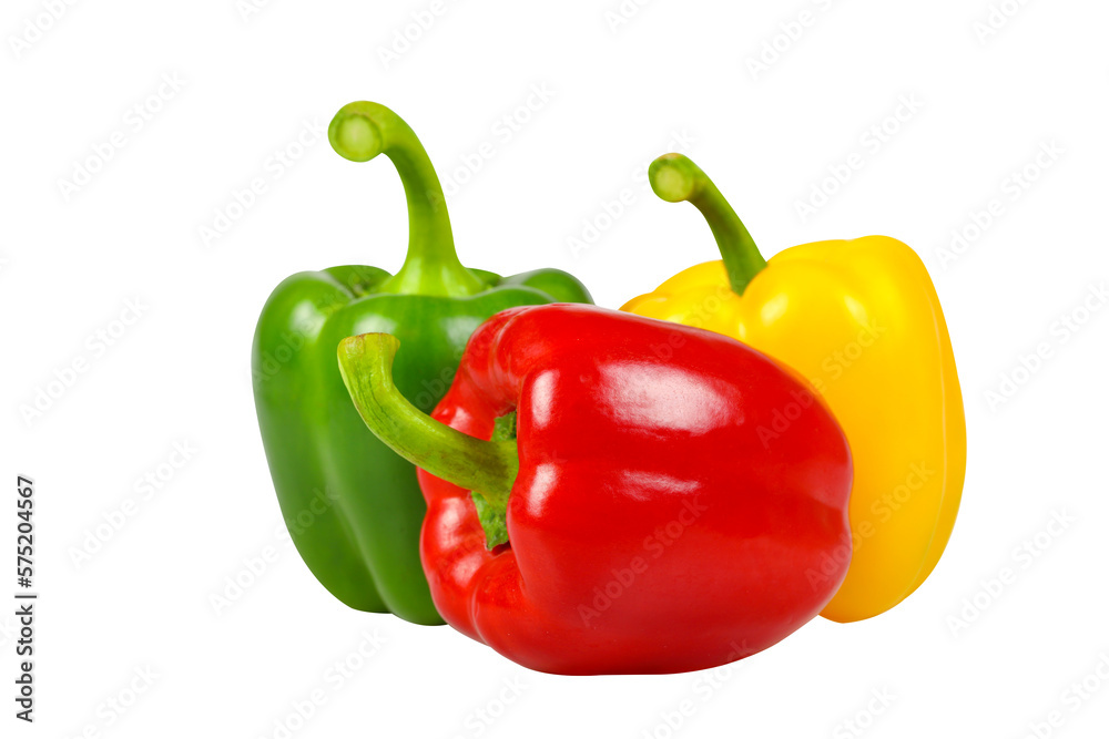 Colorful bell pepper isolated on transparent background png file Colorful bell pepper isolated on transparent background png file