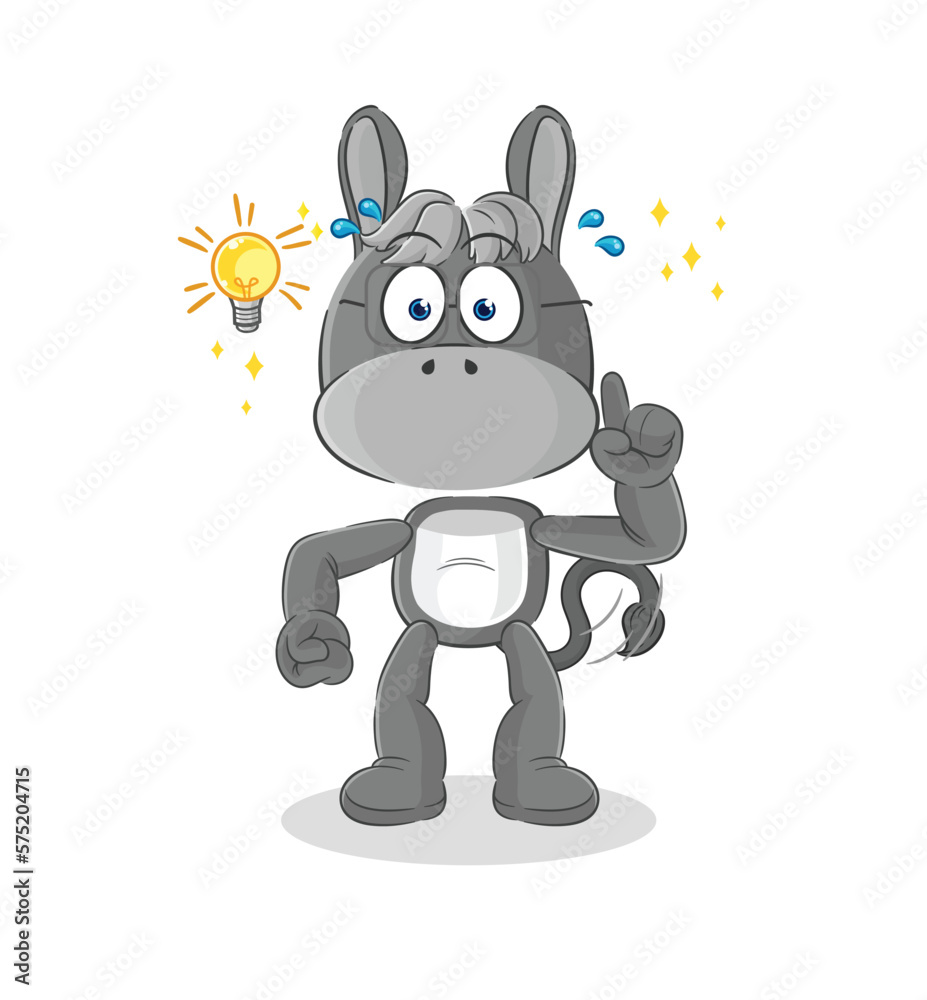 donkey got an idea cartoon. mascot vector