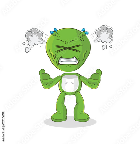 alien very angry mascot. cartoon vector