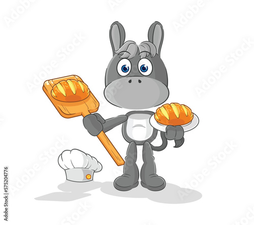 donkey baker with bread. cartoon mascot vector