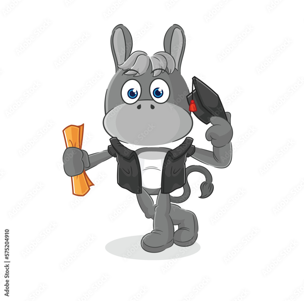 donkey graduation vector. cartoon character donkey graduation vector. cartoon character