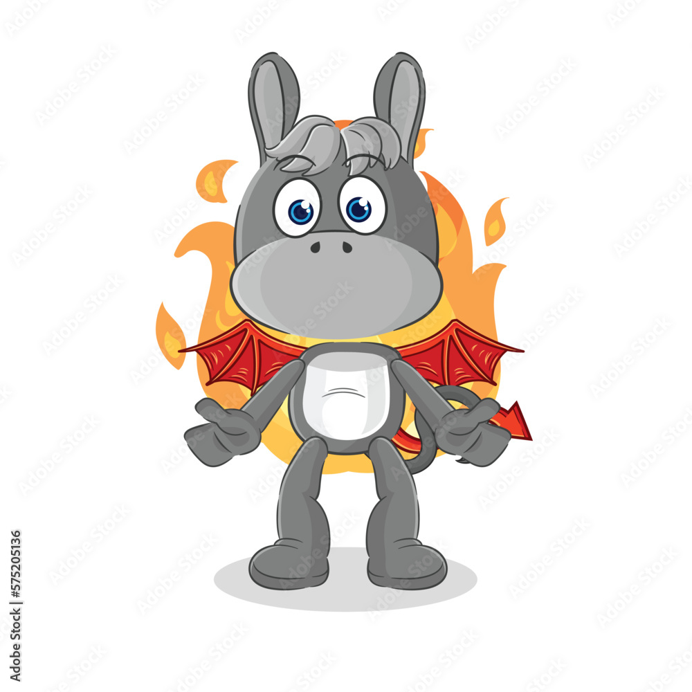 donkey demon with wings character. cartoon mascot vector donkey demon with wings character. cartoon mascot vector