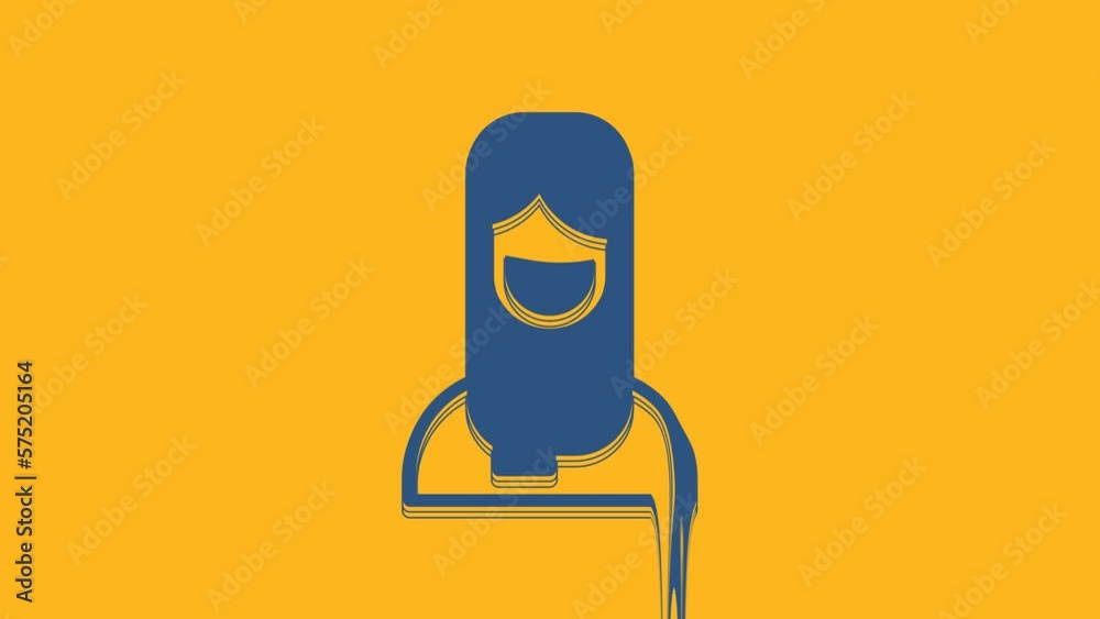 Blue Muslim woman in hijab icon isolated on orange background. 4K Video motion graphic animation Blue Muslim woman in hijab icon isolated on orange background. 4K Video motion graphic animation