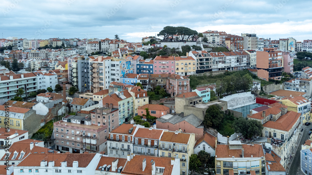 Landscape with panoramic view of the city. Lisboa, Portugal. 