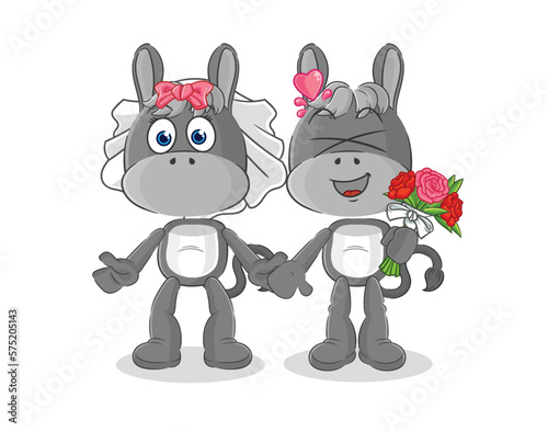 donkey wedding cartoon. cartoon mascot vector