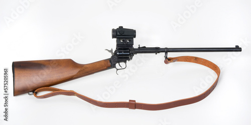Western style cowboy 22 magnum carbine with red dot scope