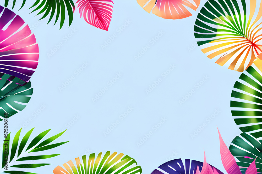 Obraz premium Vibrant Summer Foliage Frames | High-Quality Botanical Border Images for Your Creative Design Projects