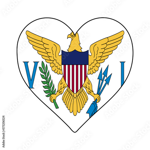 U.S. Virgin Islands Heart Shape Flag. Love U.S. Virgin Islands. Visit U.S. Virgin Islands. Caribbean. Latin America. Vector Illustration Graphic Design.