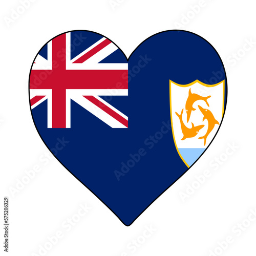 Anguilla Heart Shape Flag. Love Anguilla. Visit Anguilla. Caribbean. Latin America. Vector Illustration Graphic Design.