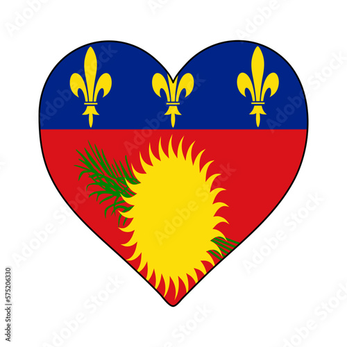 Guadeloupe Heart Shape Flag. Love Guadeloupe. Visit Guadeloupe. Caribbean. Latin America. Vector Illustration Graphic Design.