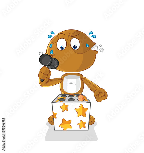 sack doll play whack a mole mascot. cartoon vector