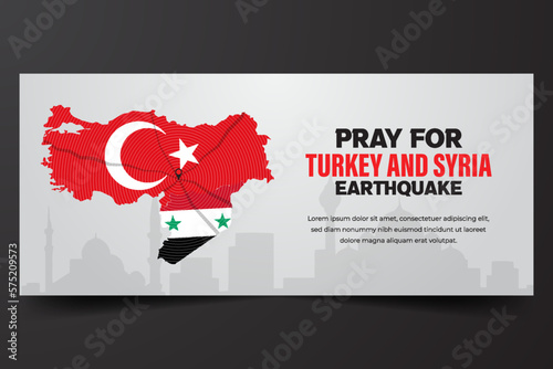 Pray for Turkey and Syria earthquake banner on isolated background