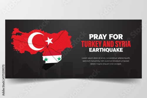 Pray for Turkey and Syria earthquake banner on black background