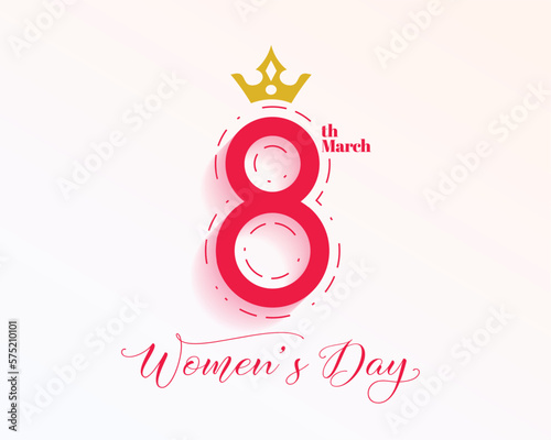 happy 8th march women's day event background with golden crown