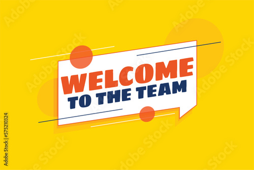 stylish welcome yellow banner for new employee in the team