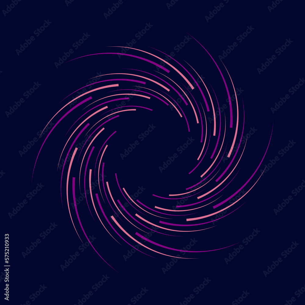 Pink and violet curvy arrow lines and dots in spiral form. Geometric art. Vector illustration. Design element for border frame, round logo, tattoo, sign, symbol, badge, social media, prints, template Pink and violet curvy arrow lines and dots in spiral form. Geometric art. Vector illustration. Design element for border frame, round logo, tattoo, sign, symbol, badge, social media, prints, template