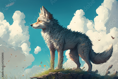 wolf in the meadow