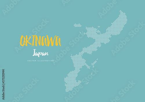 沖縄県 地図 ドット 描画 ベクターイラスト