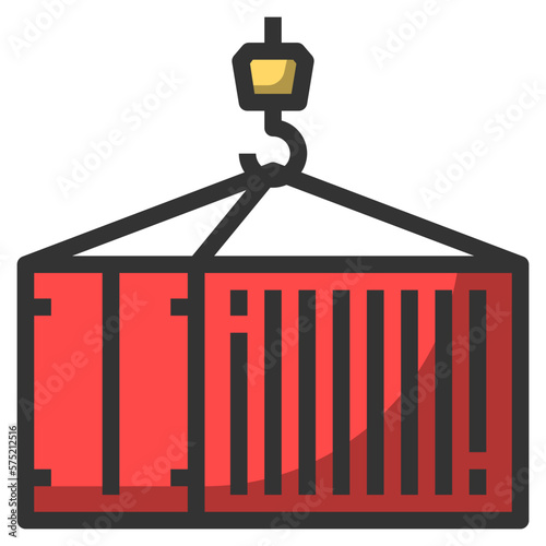 Simple container filled outline icon, contain product and logistic related concept on the white background
