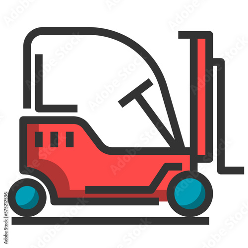 Simple forklift filled outline icon, machine nad truck related concept on the white background