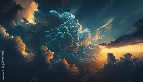 空と雲 ダイナミックな背景イラスト generative AI