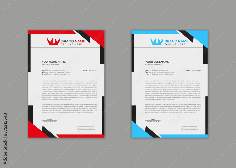 letterhead template, vector abstract  creative Professional modern simple unique school hospital medical new red and black corporate letterhead minimal template
