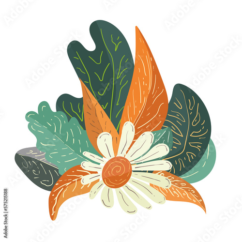 Ilustraci√≥n con fondo transparente de hojas multicolores para adorno o decoraci√≥n de esquinas de tarjetas o dise√±os. Colores oto√±ales. photo