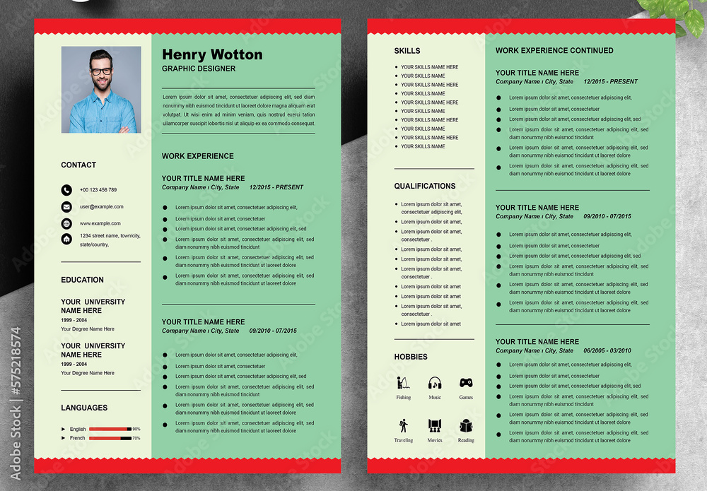 Multi Color Resume Design Template Stock Template | Adobe Stock