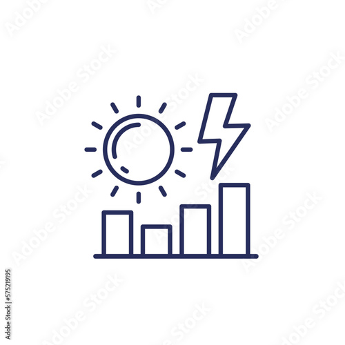 solar energy production line icon with a sun and a graph photo