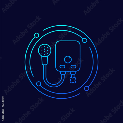 water heater icon, electric boiler for shower linear design
