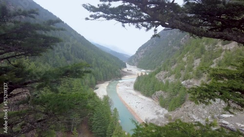 A Azure River Meandering Through Harsil's Forested Mountainscape Harsil photo