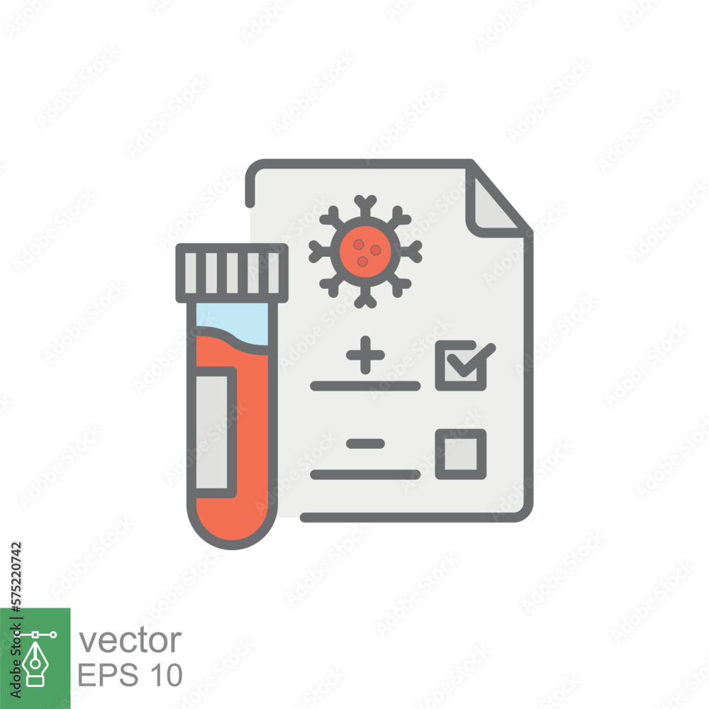 Covid test icon. Simple filled outline style. Positive corona virus result, negative, rapid, plasma, research, medical concept. Vector illustration isolated on white background. EPS 10. Covid test icon. Simple filled outline style. Positive corona virus result, negative, rapid, plasma, research, medical concept. Vector illustration isolated on white background. EPS 10.