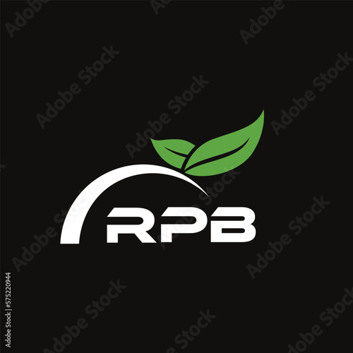 RPB letter nature logo design on black background. RPB creative initials letter leaf logo concept. RPB letter design. photo