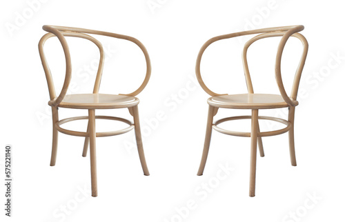 Wooden chairs close up isolated on white background © punsayaporn