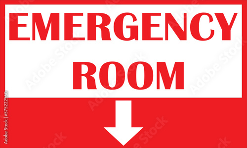 Emergency room direction arrow sign vector, emergency room eps, emergency room sign vector