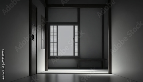 window in the dark japanese zen theme generative ai