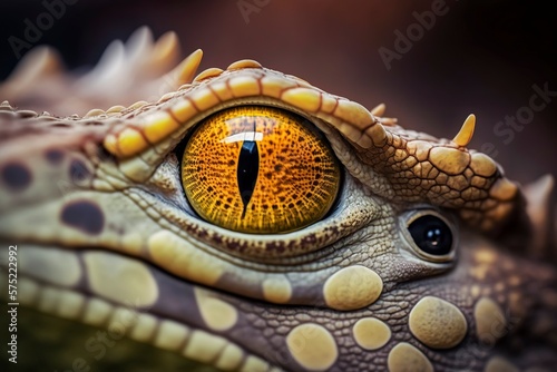 A close up of an eye of a crocodile, creative ai photo