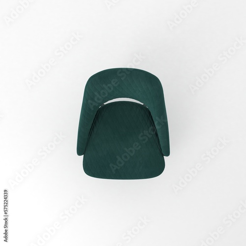 Armchair top view, modern designer furniture, Chair isolated on white background