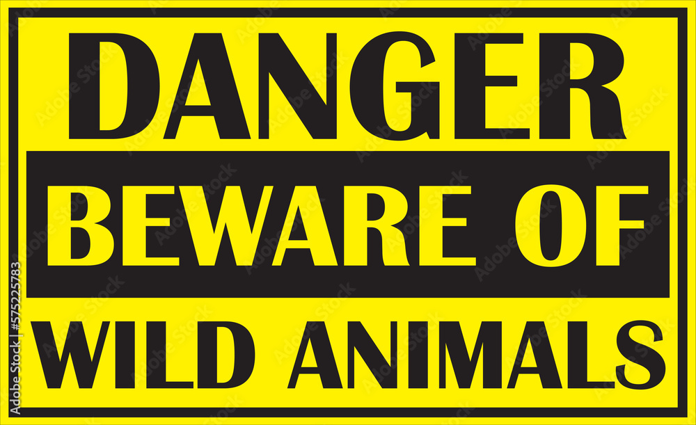 Beware of wild animal warning sign vector Stock Vector