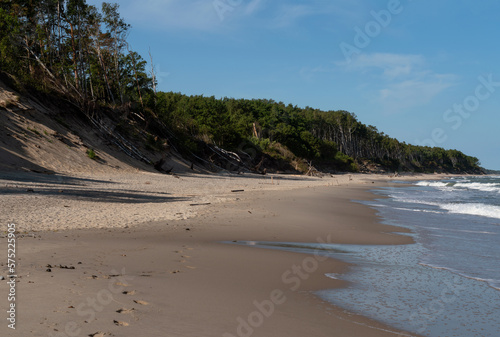 Fototapeta Naklejka Na Ścianę i Meble -  View of the Baltic Sea coast near the village of Lesnoy on the Curonian Spit on a sunny summer day, Kaliningrad region, Russia