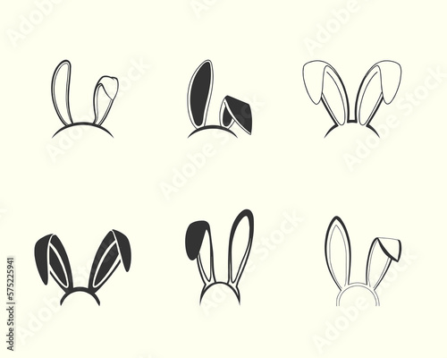 Easter bunny ears illustration collection, hand drawn ear illustration